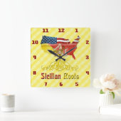 シチリアアメリカンルーツスクエアウォールクロック スクエア壁時計 (ホーム)