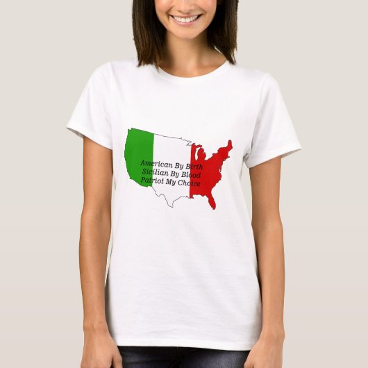 シチリアイタリアンアメリカ合衆国の地図Tシャツ Tシャツ (正面)