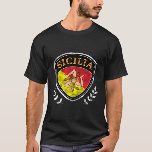 シチリアイタリア国旗ヴィンテージシチリアシチリアイタリア Tシャツ (正面)