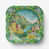 シチリアグリーン:メラミン紙プレート ペーパープレート (正面)