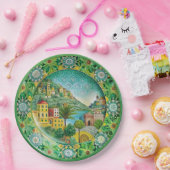 シチリアグリーン：メラミン紙プレート ペーパープレート (パーティー)