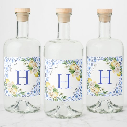 シチリアサマーレモンズ地中海のブルー リキュールボトルラベル (ボトル)