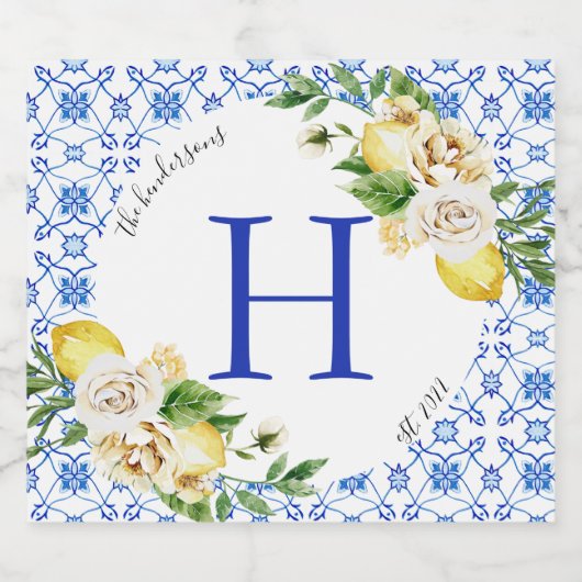 シチリアサマーレモンズ地中海のブルー リキュールボトルラベル (シングルラベル)