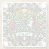 シチリアシチリアデザイン ガラスコースター (裏面)