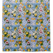 シチリアスタイルタイル花とレモン シャワーカーテン (正面)