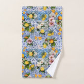 シチリアスタイルタイル花とレモン バスタオルセット (ハンドタオル)