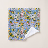 シチリアスタイルタイル花とレモン バスタオルセット (ウォッシュタオル)