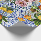シチリアスタイルタイル花とレモン ラッピングペーパー (角)