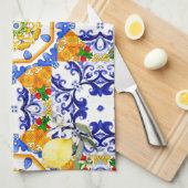 シチリアスタイル、レモン、マジョリカ キッチンタオル (四つ折り)