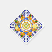 シチリアスタイル、レモン、マジョリカ スタンダードカクテルナプキン (角)