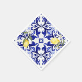 シチリアスタイル、レモン、マジョリカ スタンダードカクテルナプキン (角)