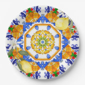 シチリアスタイル、レモン、マジョリカ ペーパープレート (正面)
