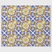シチリアスタイル、レモン、マジョリカ ラッピングペーパー (フラット)