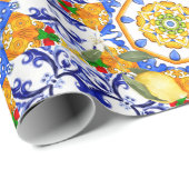 シチリアスタイル、レモン、マジョリカ ラッピングペーパー (ロールコーナー)