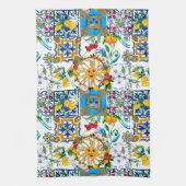 シチリアスタイル、夏のアート、レモンのエプロン キッチンタオル (縦)