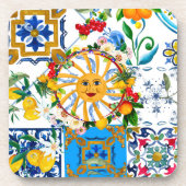 シチリアスタイル、夏アート、レモン コースター (正面)