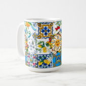 シチリアスタイル、夏アート、レモン コーヒーマグカップ (正面左)