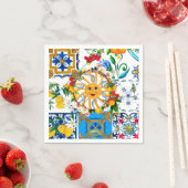 シチリアスタイル、夏アート、レモン スタンダードカクテルナプキン (インサイチュ)