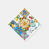 シチリアスタイル、夏アート、レモン スタンダードカクテルナプキン (角)