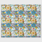 シチリアスタイル、夏アート、レモン ラッピングペーパー (フラット)