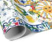 シチリアスタイル、夏アート、レモン ラッピングペーパー (ロールコーナー)