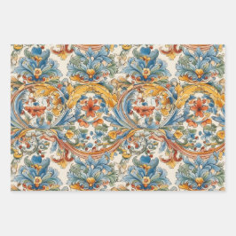 シチリアセラミックスフローラタイル装飾紙 ラッピングペーパーシート