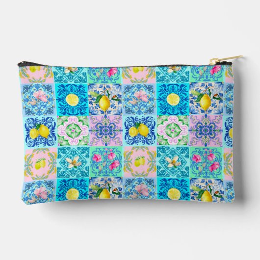 シチリアターコイズアズレ地中海のホ アクセサリーポーチ (裏面)