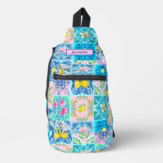 シチリアターコイズアズレ地中海のホ スリングバッグ (正面)