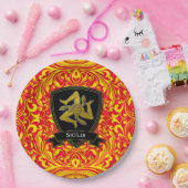 シチリアトリナキュリアオンバロック模様 ペーパープレート (パーティー)