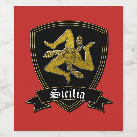 シチリアトリナクリアの金ゴールド&ブラック ワインラベル (シングルラベル)