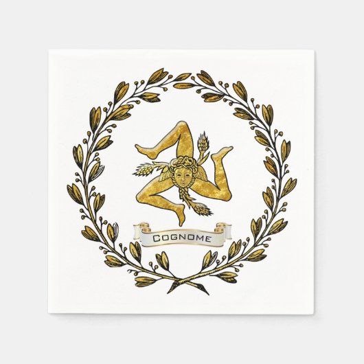 シチリアトリナクリアオリーブリースパーソナライズ スタンダードカクテルナプキン (正面)