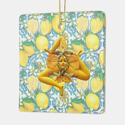 シチリアトリナクリアフラワーレモンシチリーイタリアフローラ セラミックオーナメント (左)