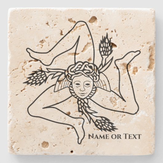 シチリアトリナクリアユアネームまたは文字 ストーンコースター (正面)