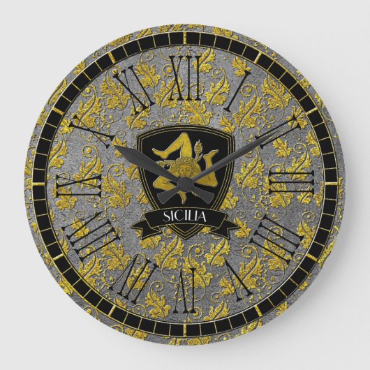 シチリアトリナクリエレガントア金ゴールド銀 ラージ壁時計 (正面)