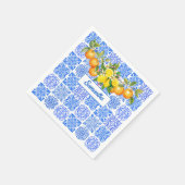 シチリアブルー柑橘類アズレ地中海のホ スタンダードカクテルナプキン (角)