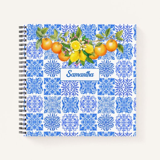 シチリアブルー柑橘類アズレ地中海のホ ノートブック (正面)