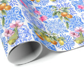 シチリアブルー柑橘類アズレ地中海のホ ラッピングペーパー (ロールコーナー)