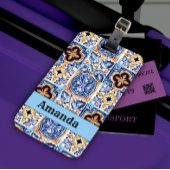 シチリアブルー白地中海の陶瓦 ラゲッジタグ