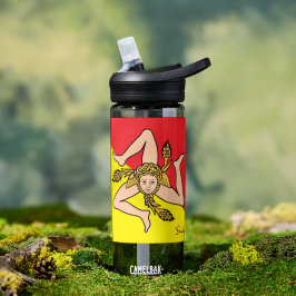 シチリアボトル、トリスケリオン、愛国的シチリア国旗 ウォーターボトル