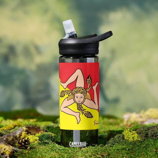 シチリアボトル、トリスケリオン、愛国的シチリア国旗 ウォーターボトル (アウトドア)