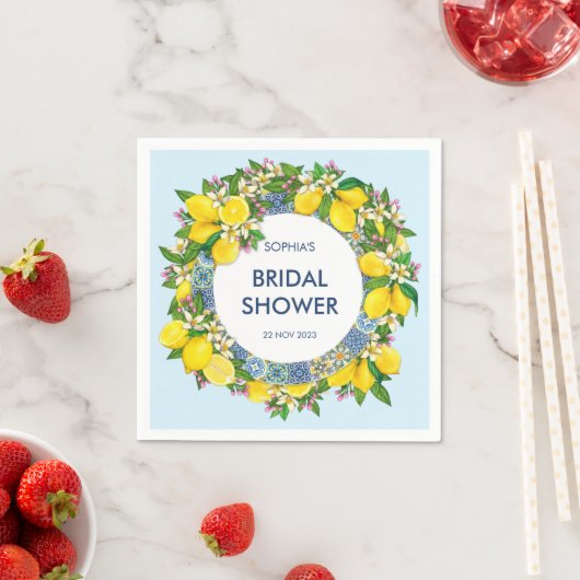 シチリアマジョリカタイルフローラリーレモンガーランド スタンダードカクテルナプキン (インサイチュ)