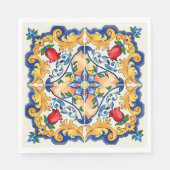 シチリアマジョリカラフルカタイル模様 スタンダードランチョンナプキン (正面)