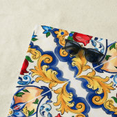 シチリアマジョリカラフルカタイル模様 ビーチタオル (インサイチュ)