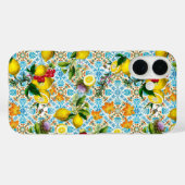 シチリアレモンとヴィンテージタイルのパターン Case-Mate iPhoneケース (裏面 (横))