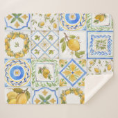 シチリアレモン水彩正方形パターン シェルパブランケット (正面(横))