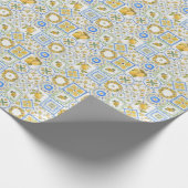 シチリアレモン水彩正方形パターン ラッピングペーパー (角)