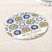 シチリアンサマーレモンズ地中海のタイル ラウンドペーパーコースター (アングル)