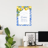 シチリアンレモンズブルータイルブライダルシャワーウェルカム ポスター (ホームオフィス)