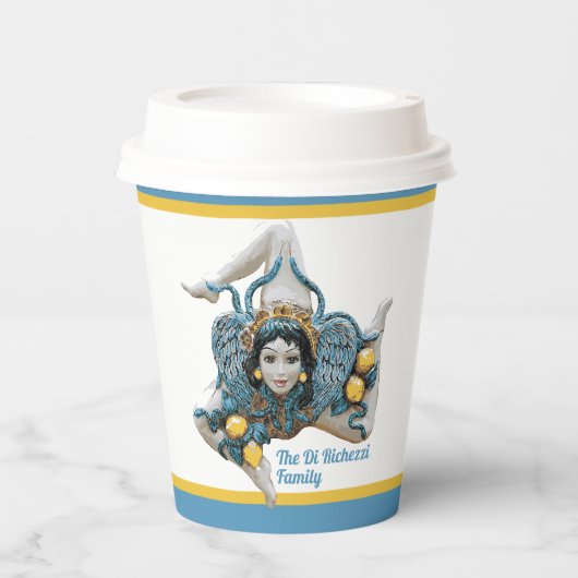 シチリア三脚のシンボルシチリアPaのトリナリア 紙コップ (正面)