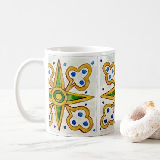シチリア伝統のタイルデザインの陶器マグカップ コーヒーマグカップ (ドーナツ)